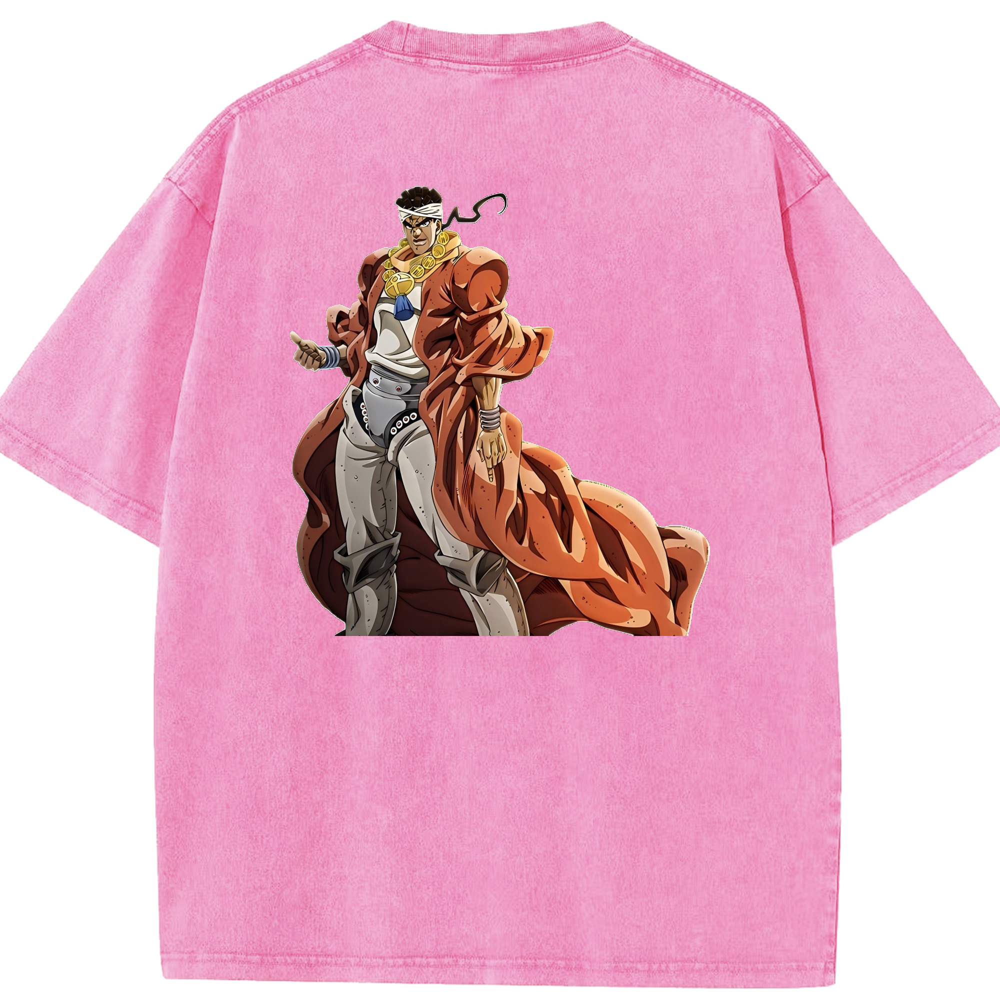 （画像用） ジョジョの奇妙な冒険 ムハンマド?アブドゥル JoJo's Bizarre Adventure Muhammad Avdol 綿100% ヴィンテージ風 半袖Tシャツ（背面プリント）